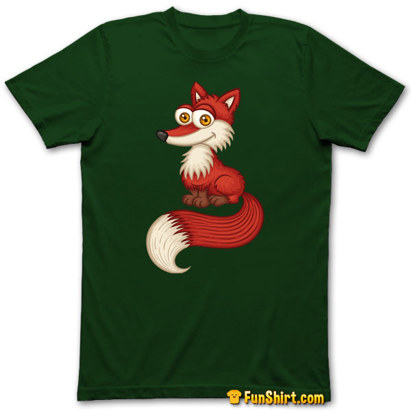 Tshirt Tee Shirt Cute Little Red Fox With Bushy Tail Wood Hiking