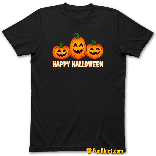 Tshirt Tee Shirt Happy Halloween Pumpkin Funny Jack O' Lantern